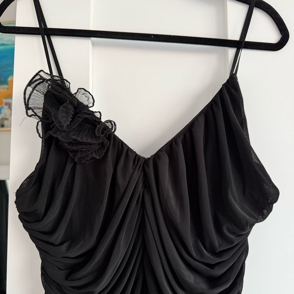 River Island Black Ruched Midi Dress - Picture 2 of 4